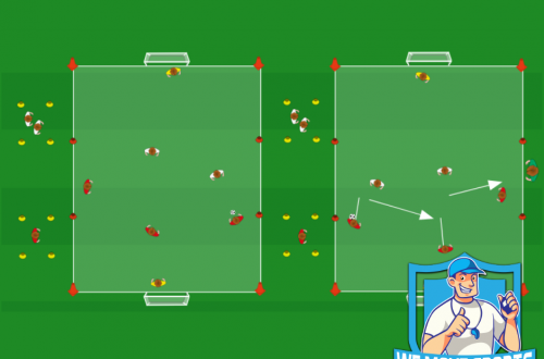 Voetbal oefeningen breed veld